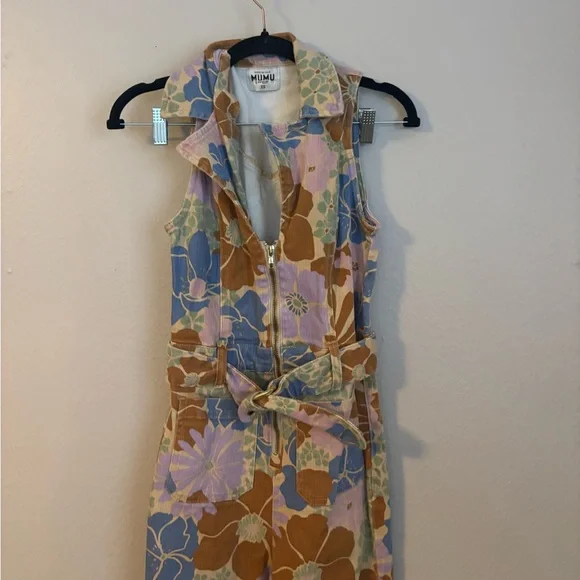 Show me your mumu - Jacksonville Cropped Jumpsuit ~ Sage Retro Garden XS